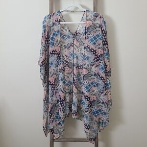 ⭐️40% Off⭐️ Daniel Rainn Coral & Aqua Paisley Chiffon Kimono